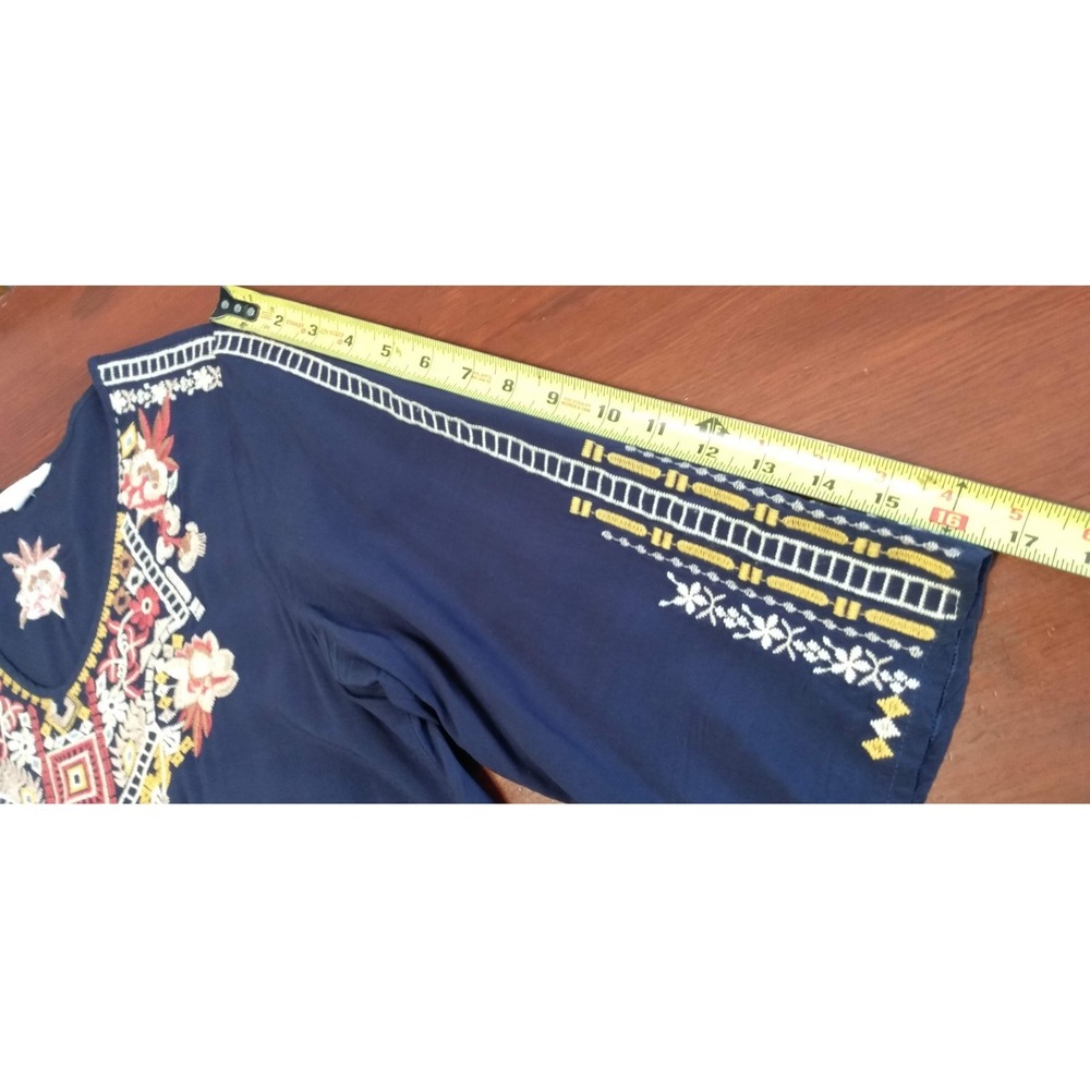 SOLITAIRE Embroidered Boho Med Tunic Folk Floral Embroidery Festival Peasant Top - Picture 6 of 6